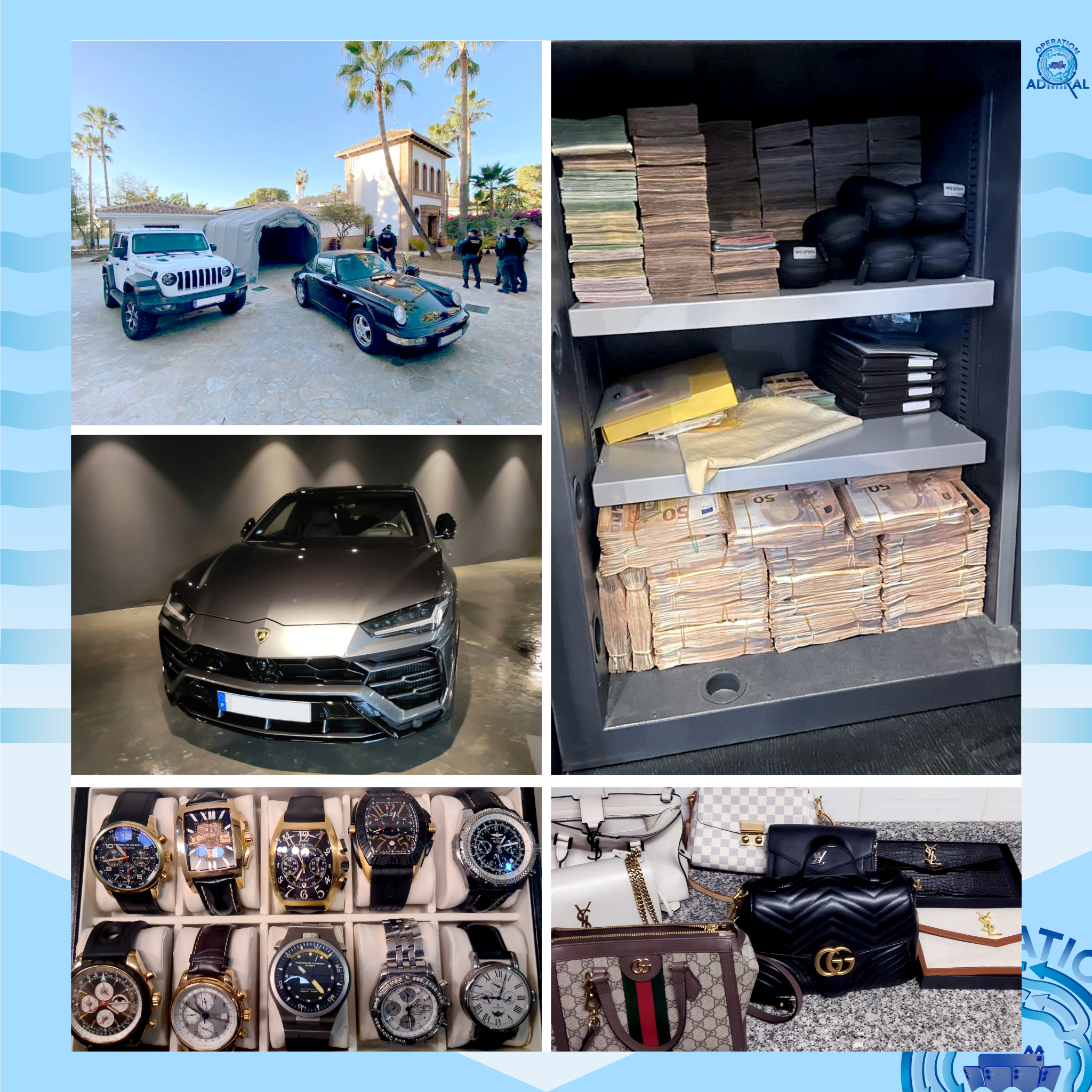 collage of seized items