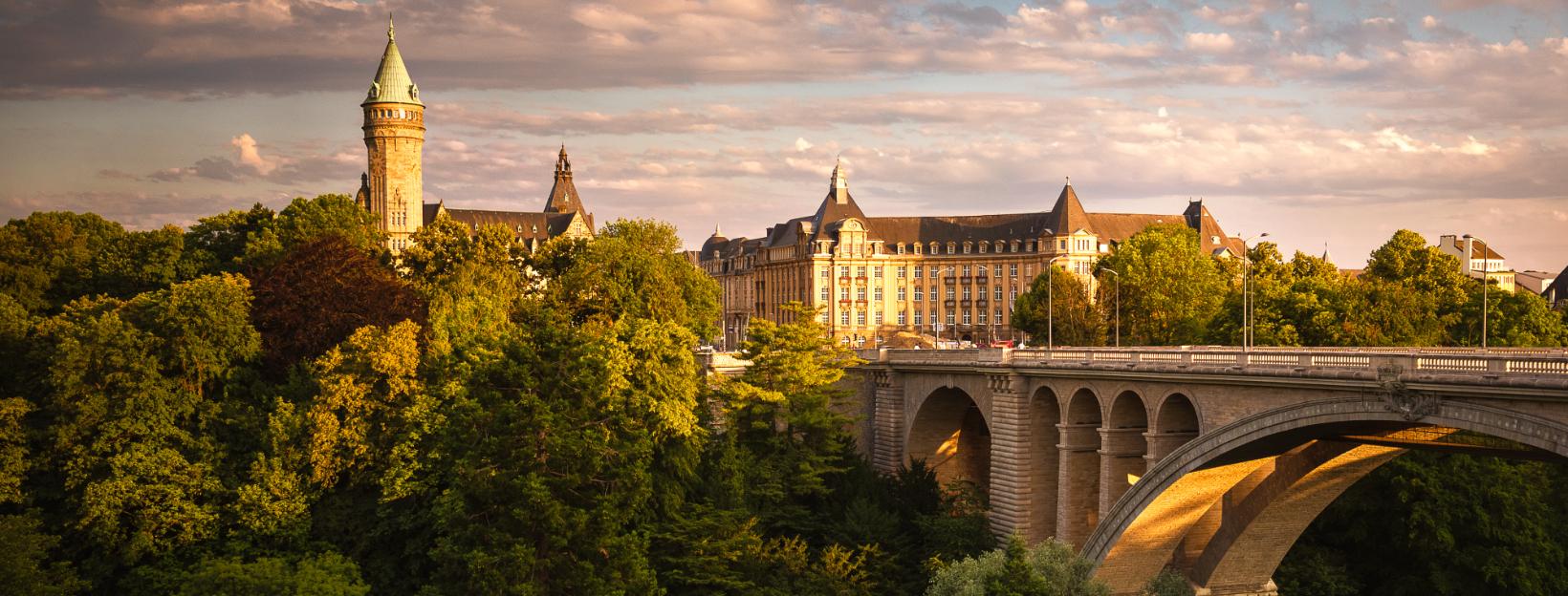 Picture shows Adolphe Bridge in Luxembourg City