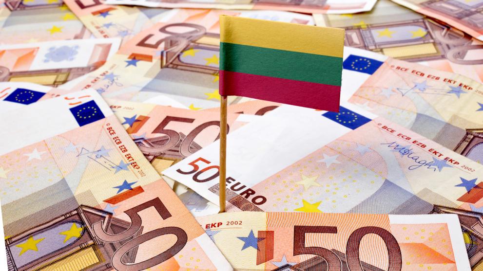 Lithuanian flag in the middle of money