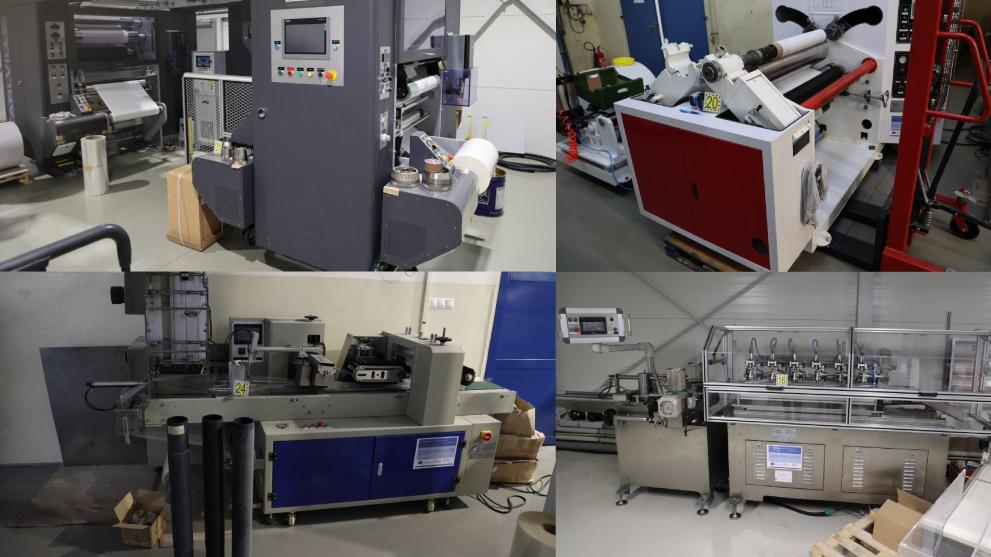 Collage of photos of machines