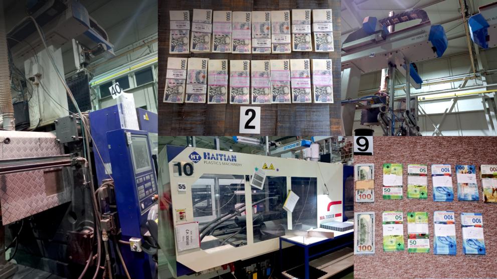 collage of photos with cash and machines