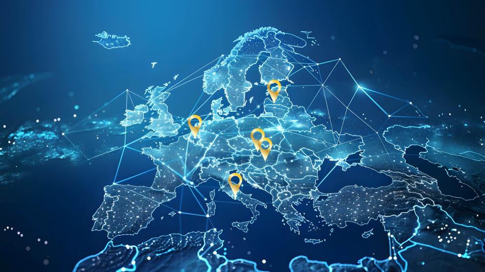 map of EU with connections