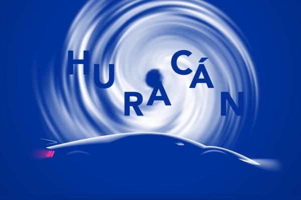 Huracán writing with car below