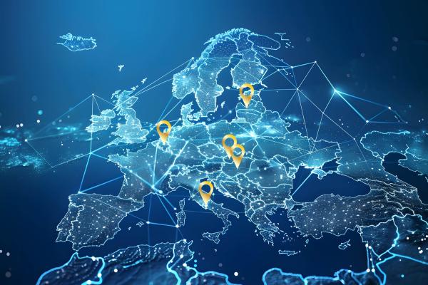 map of EU with connections